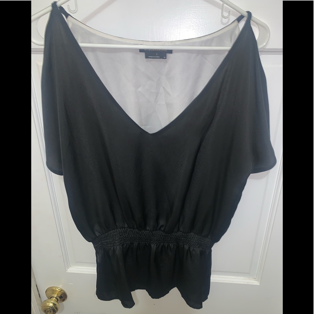 BCBG MAXAZRIA Black and White Satin Top